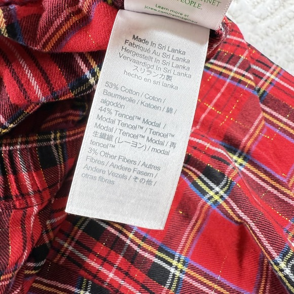 J Crew Pajama Pants Womens S Red Plaid Holiday Lounge Cabincore Lagenlook - Picture 11 of 13